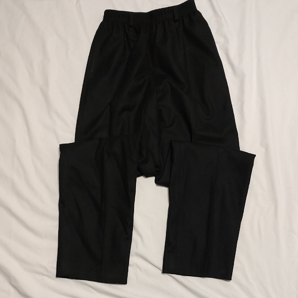 Women's Black Lined Wool Dress Pants with Stretch Waistband